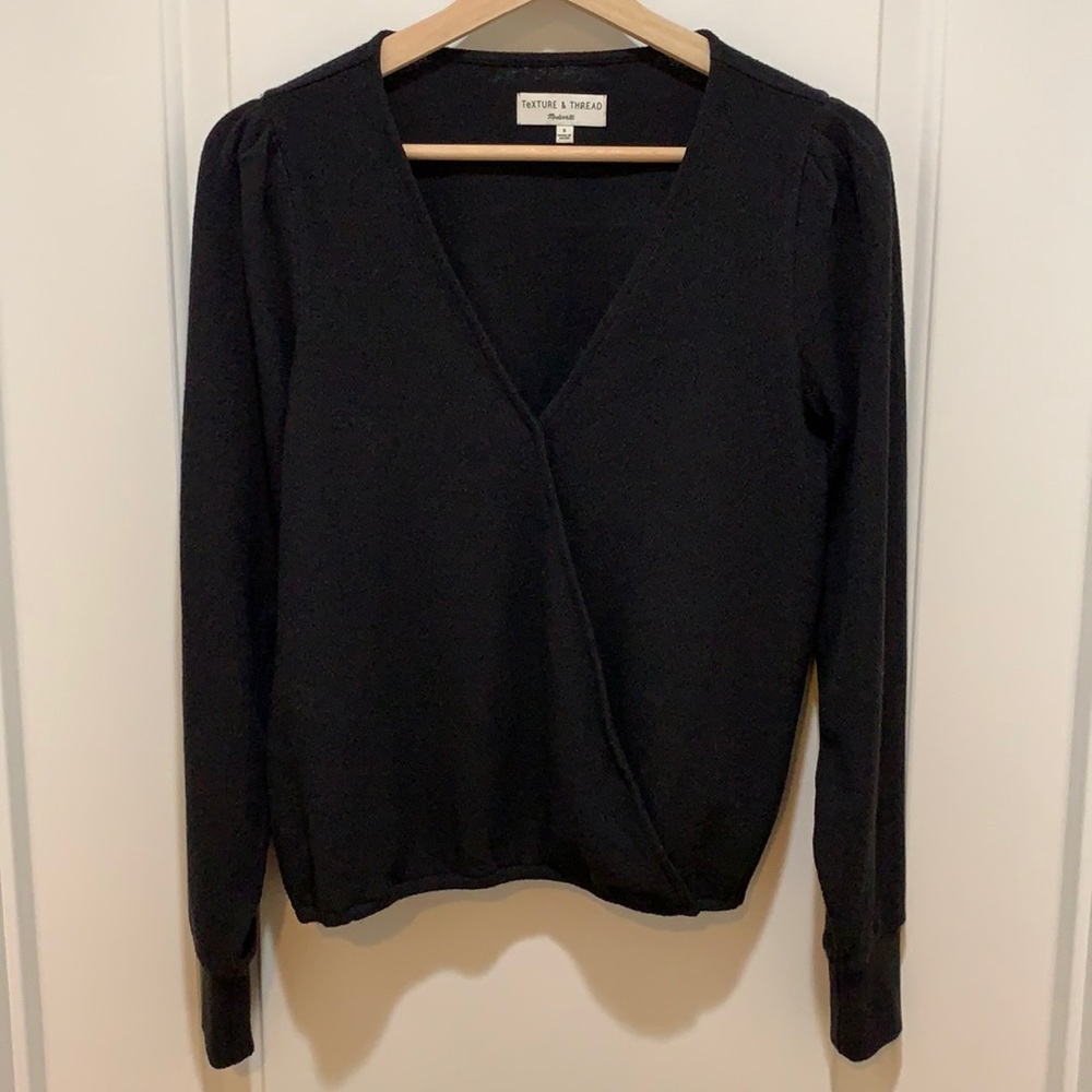 Madewell Puff sleeve faux wrap top